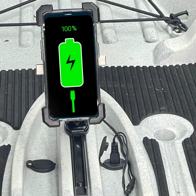 Alt view image 7 of 7 - Yak Power 12V 15W Wireless Phone Fast Charger with Gooseneck Mount | 15W fast wireless charging with 360-degree adjustable gooseneck mount, one-hand operation, 12V input kayak boat UTV