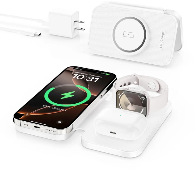 Main image of 2026 Traveling Portable Wireless Mag-Safe Fast Charging Station | Magnetic 3 in 1 Charger for iPhone 18 17 16 15 14 13 12 Pro Max Plus,Apple Watch Series & Air pods 5 4 3 2 Pro