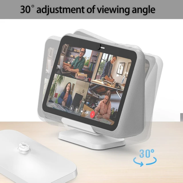 Alt view image 5 of 7 - Rounkin Charging Dock/Base for Meta Portal Go-Rotatable to Adjust the Angle Charging Stand for Facebook Portal Go Smart Video Calling for Office, Home with 45W PD Charging Adapter(White)