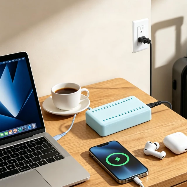 Alt view image 7 of 7 - HKY USB C Charging Station Stand for MacBook Neo Kindle Phones ipad Airpods Speakers Colorful 105W 5-Port (3 USB-C + 2 USB-A) Organizer Charging Dock with Removable Divider & Cables