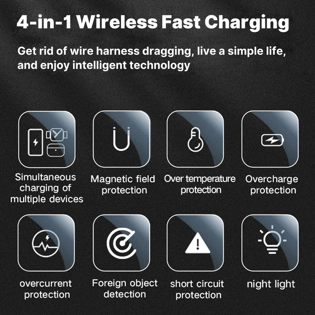 Alt view image 2 of 7 - BUDUY MagSafe Charger Compatible, 4-in-1 Charging Station, Qi2 25W Certified Wireless Charger Dock Stand with 45W Adapter & TEC Active Cooling & Night Light for iPhone 17/16/15, Apple Watch, AirPods
