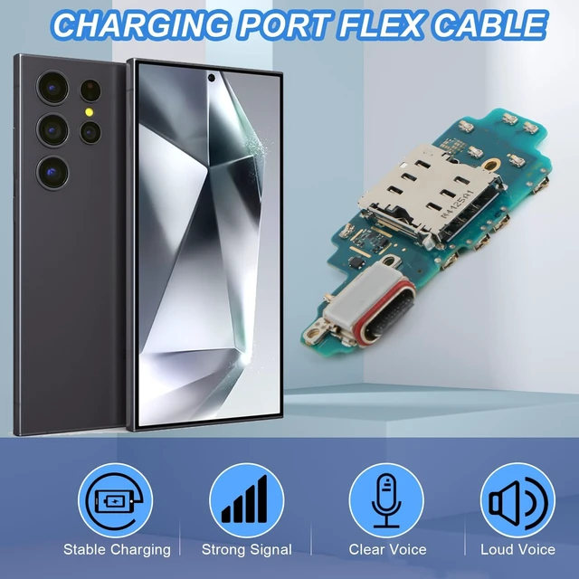 Alt view image 4 of 7 - Charging Port Replacement for Samsung Galaxy S24 Ultra 5G USB Dock Connector Flex Cable for Samsung S24 Ultra 5G SM-S928U SM-S928U1 Charger Board Flex Cable Assembly with Tools