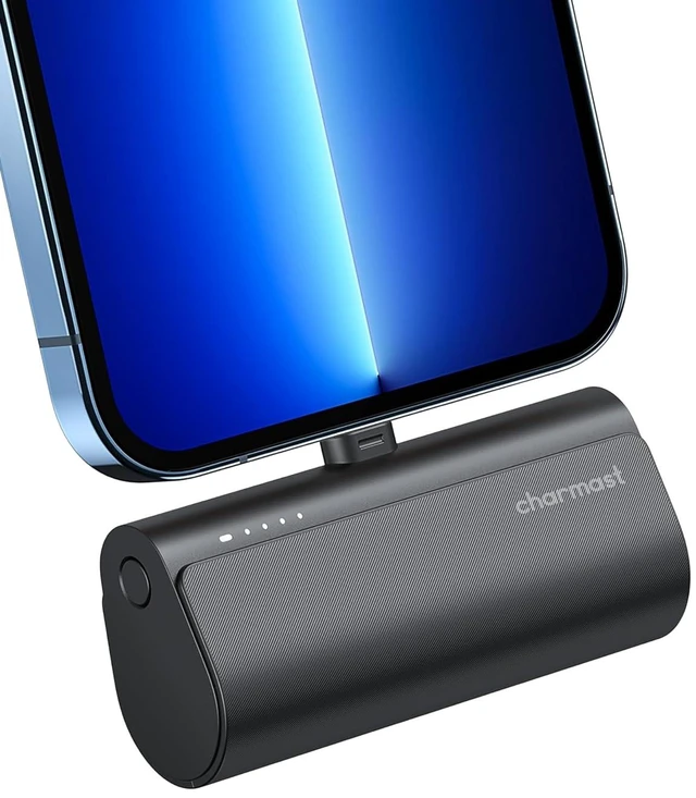 Main image of charmast Mini Portable Charger for iPhone 14 & Earlier, 5000mAh Power Bank|Lipstick-Size Battery Pack Compatible with iPhone 14/13/12/11/XR, Lightweight, Purse Ready, Direct Plug-in, 20W Fast Charging