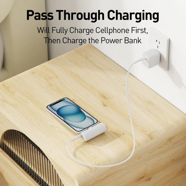 Alt view image 5 of 6 - iWALK 4,500mAh Portable Charger for iPhone 15/16/17, Power Bank with Build-in USB C Connector, Battery Pack Phone Charger for iPhone Series, Samsung S22/23/24 Series and Android, White