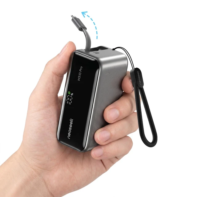 Main image of Neoseek Ultra Mini Portable Charger, 10000mAh 45W Fast Charging Power Bank | Flight-Safe, 2.3 ft USB-C Retractable Cable, Travel Essential, 45W Battery Phone Pack for iPhone 18 17 16 Google iPad etc