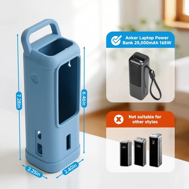 Alt view image 2 of 7 - CaSZLUTION Silicone Case for Anker Laptop Power Bank (2,5000mAh, 165W) | Shockproof Drop Resistant, Travel Protective Cover with Stable Base & Handle, Compatible with Anker A1695, Blue, Case Only