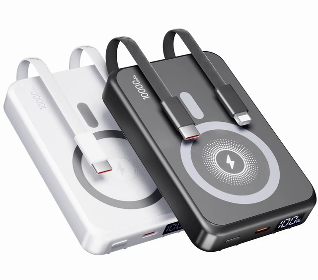 Main image of GUGOBOX for Magsafe Power Bank, 2-Pack 10000mAh Magnetic Portable Charger | 22.5W PD & 15W Wireless Fast Charging, Foldable Stand, Built-in Cables, Travel-Ready Power Bank for iPhone & Android