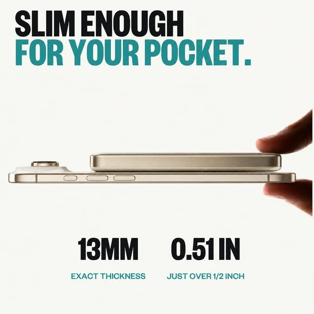Alt view image 3 of 7 - BMX Air 10K Semi-Solid Qi2.2 Magnetic Power Bank, 13mm Titanium Body (Gold)|10,000mAh in a slim 13mm titanium body; Qi2.2 up to 25W where supported; semi-solid-state cells; 30W USB-C; 4 LED indicators
