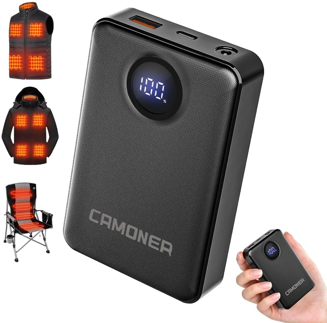 Main image of Camoner 7.4V/5V 3A 14400mAh Heated Vest Battery Pack, Power Bank for Heated Vest, Heated Jacket Battery Pack Compatible with ORORO and Venustas, TODWARM, XINSONYUELL