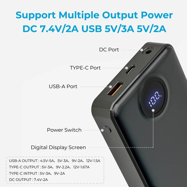 Alt view image 3 of 6 - Camoner 7.4V/5V 3A 14400mAh Heated Vest Battery Pack, Power Bank for Heated Vest, Heated Jacket Battery Pack Compatible with ORORO and Venustas, TODWARM, XINSONYUELL