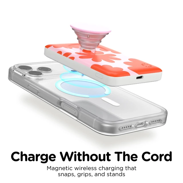 Alt view image 2 of 7 - PopSockets PowerPack Phone Charger with MagSafe- Floating Florals | Magnetic, Wireless Charging, Portable Power Bank, Hot, Pink, Flower, Floral