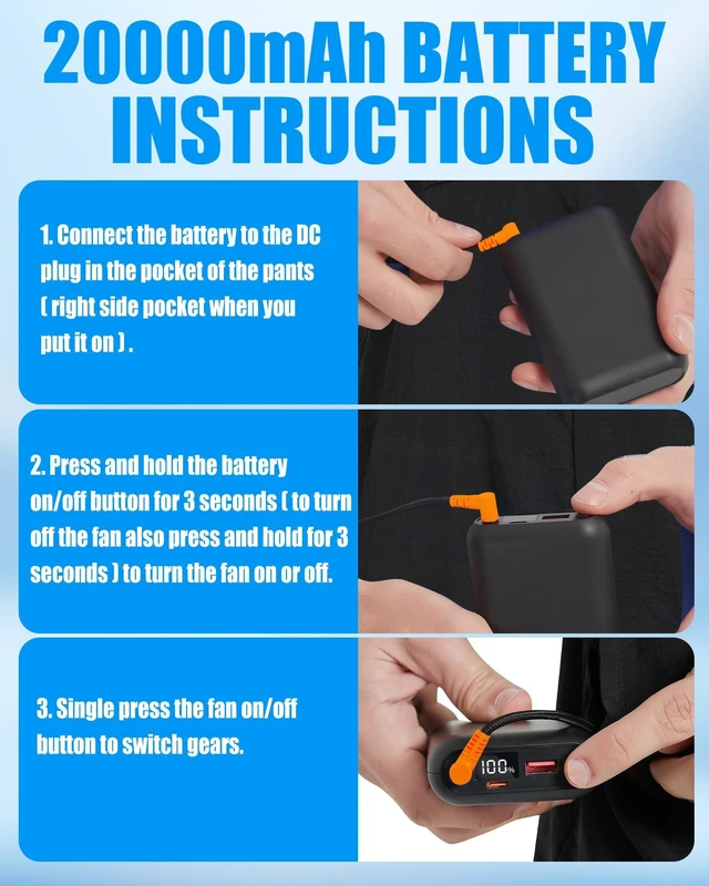 Alt view image 3 of 3 - Lvkakmox 20000mAh Battery Pack for Fan Vest Jacket Coat Pants, Fan Clothing Replacement Battery Pack