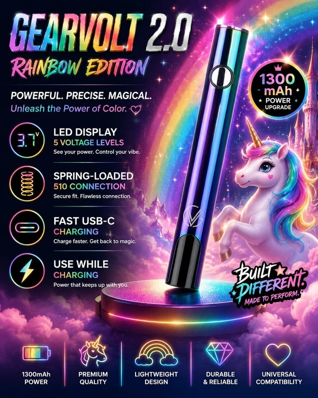 Alt view image 2 of 7 - Next-Gen Battery Updated Design 2026, 1300 mAh, USB-C Fast Charging, LED Display, 5 Voltage Modes Precision Performance for Every Task (RAINBOW)