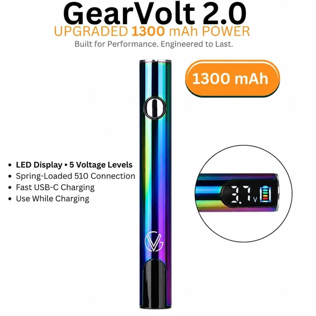 Alt view image 3 of 7 - Next-Gen Battery Updated Design 2026, 1300 mAh, USB-C Fast Charging, LED Display, 5 Voltage Modes Precision Performance for Every Task (RAINBOW)