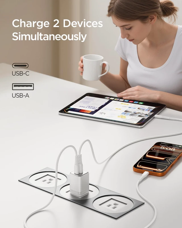 Alt view image 3 of 7 - wegear 30W Fast Charger, Dual Port USB C Wall Charger with Foldable Plug | for iPhone 18/17/16, Samsung S26/25/24, iPad, 40% Smaller & Safer Nano Charger Block, (White, 2 Pack)
