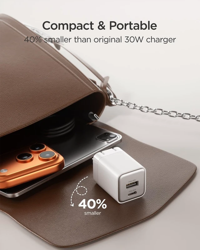 Alt view image 6 of 7 - wegear 30W Fast Charger, Dual Port USB C Wall Charger with Foldable Plug | for iPhone 18/17/16, Samsung S26/25/24, iPad, 40% Smaller & Safer Nano Charger Block, (White, 2 Pack)