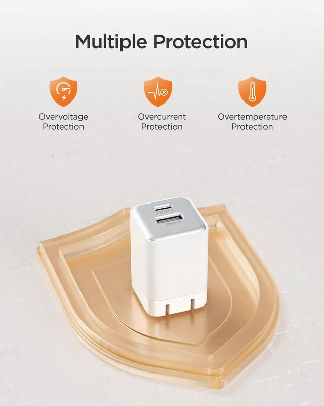 Alt view image 5 of 7 - wegear 30W Fast Charger, Dual Port USB C Wall Charger with Foldable Plug | for iPhone 18/17/16, Samsung S26/25/24, iPad, 40% Smaller & Safer Nano Charger Block, (White, 2 Pack)