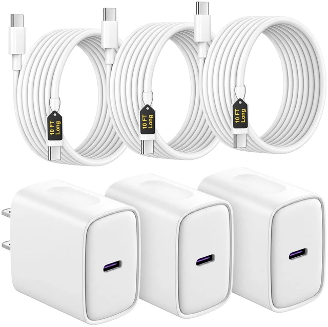 Main image of iPhone 18 17 16 15 Charger Fast Charging USB C Charger Type C Charger 3Pack | Extra Long 10 FT USB C Cable for iPhone Duo/18 18/Pro/18 Pro Max/17/17 Pro/17 Pro Max/16/16 Max/15 /Samsung