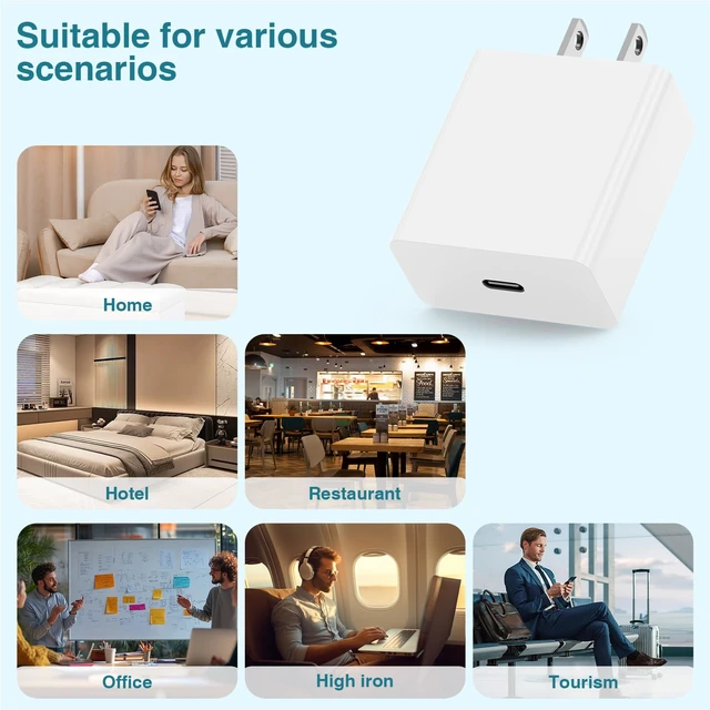 Alt view image 6 of 6 - 4Pack 45W USB C Wall Charger Block, USB C Charging Adapter 45W Type C Super Fast Charging Power Plug Cube for iPhone 18 Pro/17/16/15 Pro Max/for iPad Pro/min/Air/Galaxy S26/S25/24, and More