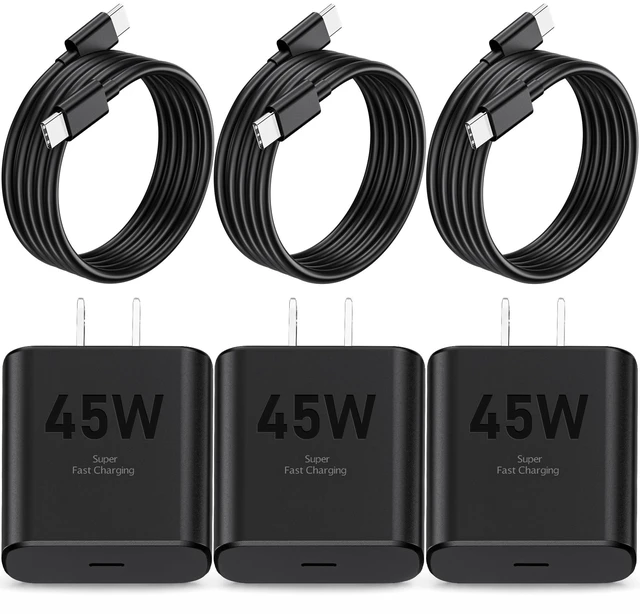 Main image of NYV 45W Super Fast Charging Type C Chargers USB C Charger Block | For Galaxy S26/S25/S24/S23/S22/S21, and Phone 17/16/15/iPhone Air; 3Pack Type C adapter with long 6FT USB-C cable; Black