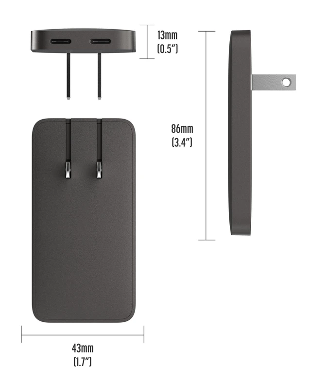 Alt view image 3 of 7 - Galvanox Flat USB-C Charger (35W) for Samsung and Android Devices, Super Fast Charging, Ultra-Slim Wall Adapter for Galaxy S25 Ultra, S24, S23, Google Pixel 9 10, 10 Pro XL (Type-C) Dual Port