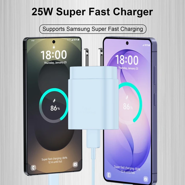 Alt view image 2 of 6 - Super Fast Samsung Charger Type C 25W USB C Android Phone Charger Block | with 10FT Long USB C Charging Cable for Samsung Galaxy S26/S26 Ultra/S26+/S25/S25 Ultra/S25+/S24/S23/S22/S20/S21/Note 20,Blue