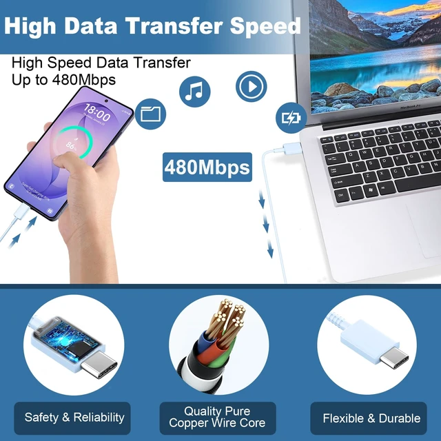 Alt view image 5 of 6 - Super Fast Samsung Charger Type C 25W USB C Android Phone Charger Block | with 10FT Long USB C Charging Cable for Samsung Galaxy S26/S26 Ultra/S26+/S25/S25 Ultra/S25+/S24/S23/S22/S20/S21/Note 20,Blue