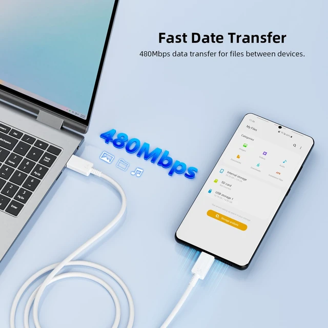Alt view image 6 of 7 - 60W USB C Charger PD 5A Cable for Super Fast Charging 3.0 Wall Plug Adapter|Power Adaptor for iPhone 18Pro Max Duo 17 16 15 Samsung S26 Ultra S25 S23 A17 A16 Pixel 10a 9a Chromebook Type C Charge Cord
