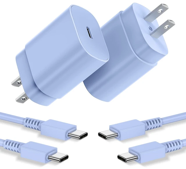 Main image of Type-C Charger, 2Pack 25W PD USB-C Super Fast Charging Blocks &10ft Cables|PD Wall Charger Blocks &10+10ft USBC Cord for Samsung Galaxy S26/S25/S24/S23/S22/S21/S20 Plus/Ultra, Note 20/10/9/8, S10 Blue
