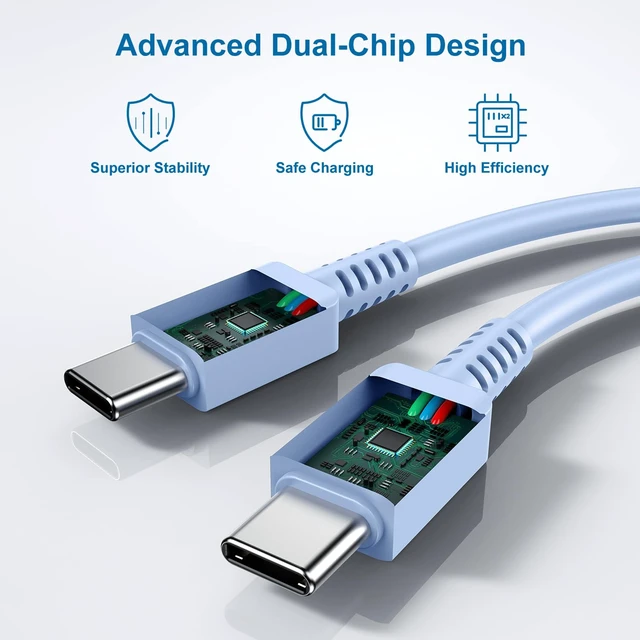 Alt view image 6 of 7 - Type-C Charger, 2Pack 25W PD USB-C Super Fast Charging Blocks &10ft Cables|PD Wall Charger Blocks &10+10ft USBC Cord for Samsung Galaxy S26/S25/S24/S23/S22/S21/S20 Plus/Ultra, Note 20/10/9/8, S10 Blue