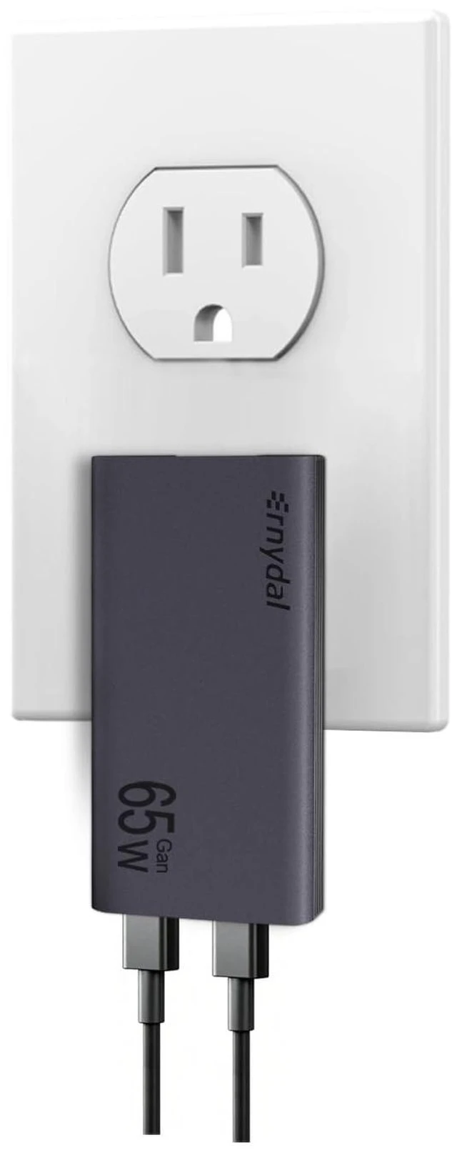 Main image of 65W Flat USB C Wall Charger Block,Dual USB-C Ports,Grey | 65W Fast Charging,Foldable Plug for Travel,Ultra-Thin,2-Port Fast Charging For MacBook/iPad/iPhone/Galaxy,GaN Technology