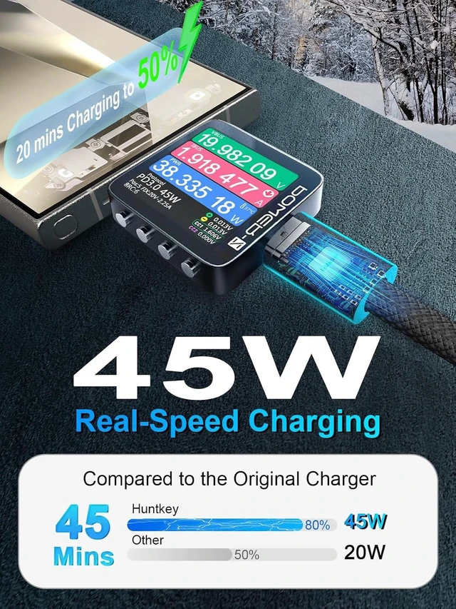 Alt view image 2 of 7 - 45W USB C Fast Charger, 2-Pack Super Fast Charging Wall Charger Block with 2X 10FT USB C to C Cable for Samsung Galaxy S26 Ultra/S26/S25/S24, iPhone 18/17/16/15, iPad and USB-C Devices