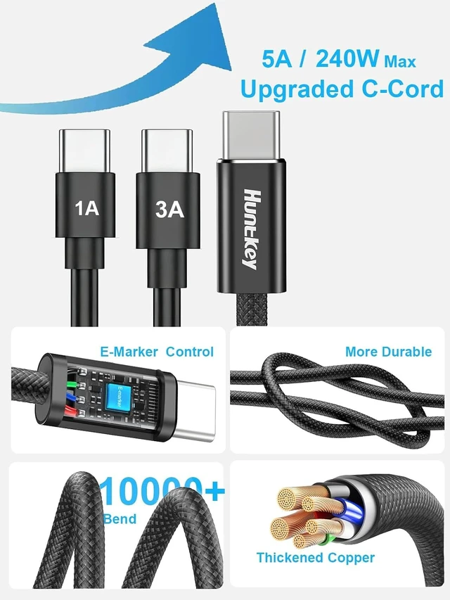 Alt view image 3 of 7 - 45W USB C Fast Charger, 2-Pack Super Fast Charging Wall Charger Block with 2X 10FT USB C to C Cable for Samsung Galaxy S26 Ultra/S26/S25/S24, iPhone 18/17/16/15, iPad and USB-C Devices