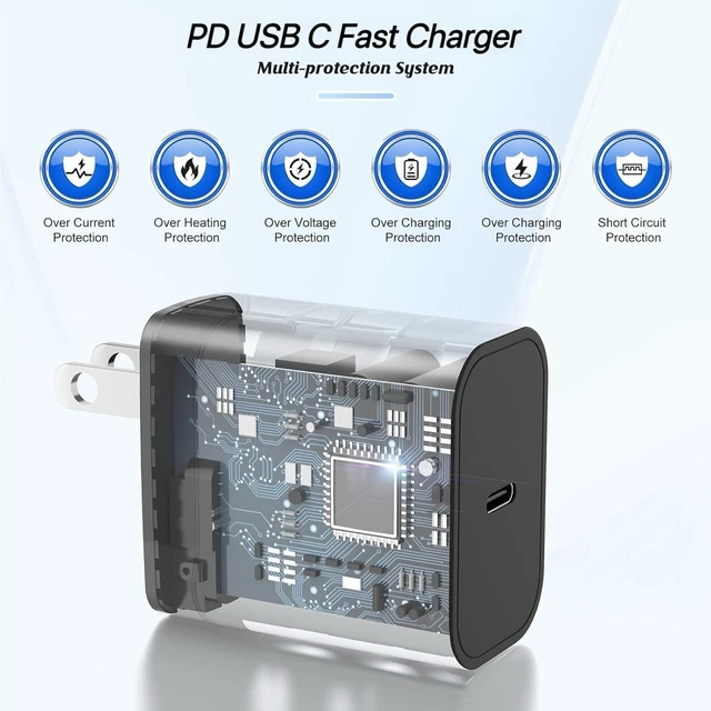 Alt view image 3 of 7 - 2Pack Super Fast Charger Type C 6ft, USB C Wall Charging Block Plug and Long Android Phone Charger Cable Cord for Samsung Galaxy S26/S26 Plus/S25/S24 Ultra/S23+/S22/S21/Note 20/iPhone 18 17 16 15 Pro