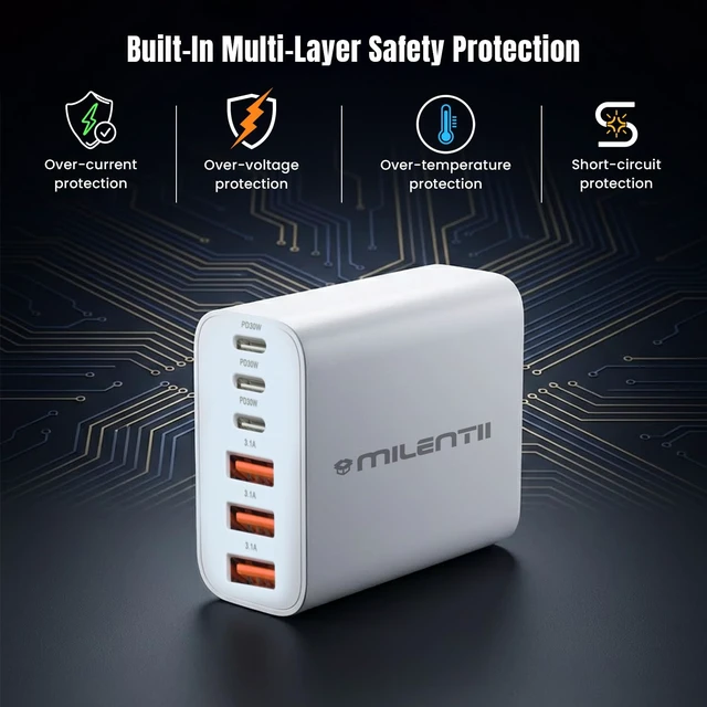 Alt view image 2 of 7 - USB C Super Fast Charger Block, 65W USB C Wall Charger Plug, 6-Port 65W Type C Phone Charging Cubes Multiport Power Adapter for iPhone 17/16/15/14/13/12 Series,Galaxy S26/S25 Ultra,iPad,Mac Book