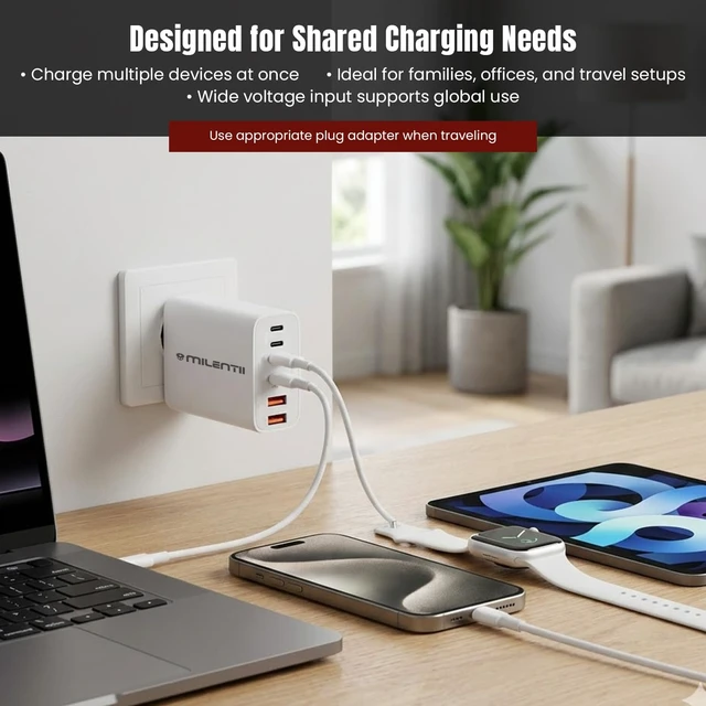 Alt view image 3 of 7 - USB C Super Fast Charger Block, 65W USB C Wall Charger Plug, 6-Port 65W Type C Phone Charging Cubes Multiport Power Adapter for iPhone 17/16/15/14/13/12 Series,Galaxy S26/S25 Ultra,iPad,Mac Book