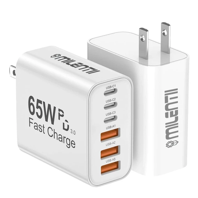 Alt view image 7 of 7 - USB C Super Fast Charger Block, 65W USB C Wall Charger Plug, 6-Port 65W Type C Phone Charging Cubes Multiport Power Adapter for iPhone 17/16/15/14/13/12 Series,Galaxy S26/S25 Ultra,iPad,Mac Book