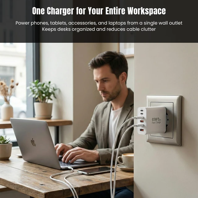 Alt view image 6 of 7 - USB C Super Fast Charger Block, 65W USB C Wall Charger Plug, 6-Port 65W Type C Phone Charging Cubes Multiport Power Adapter for iPhone 17/16/15/14/13/12 Series,Galaxy S26/S25 Ultra,iPad,Mac Book
