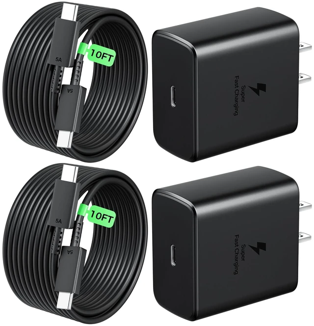 Main image of 2 Pack 45W USB C Charger, Super Fast Charging Block with 10FT Cable | PD 3.0/PPS Type C Wall Charger Compatible with Samsung Galaxy S26 Ultra/S25/S24/S23/S22, iPhone 18/17/16/15 Pro Max, iPad Pro