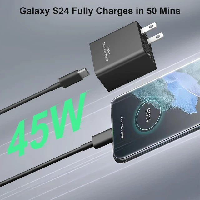Alt view image 2 of 7 - Coreykin 45 W Type C Charger Fast Charging,2Pack USB C Fast Charger Adapter & 10FT Long USB C to USB C Cable,45W USB C Android Phone Charger for Galaxy S24/S23/S22 Ultra/Plus/Note 20/S20/S21(Black)