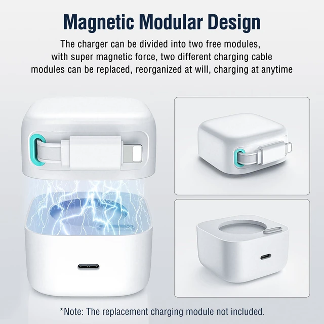 Alt view image 7 of 7 - Retractable Charger for iPhone, 35W PD Fast Charger Block with Retractable Cable (31.5 inch) and Type C Ports, Portable Charger Adapter for iPhone 14/13 Pro Max/iPad/AirPods