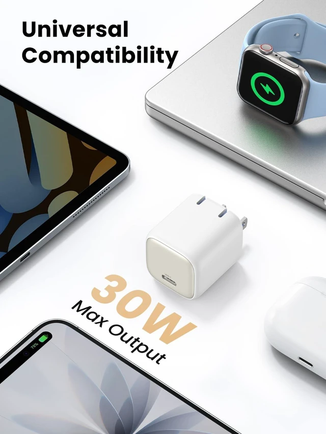Alt view image 6 of 7 - UGREEN Nexode 30W USB C Charger, GaN Fast Charger for iPhone 18/17 | Foldable PPS Compact Wall Charger for iPhone 18/17, Galaxy S25/S24/S23, Pixel 9/8/7, MacBook Air, iPad, White