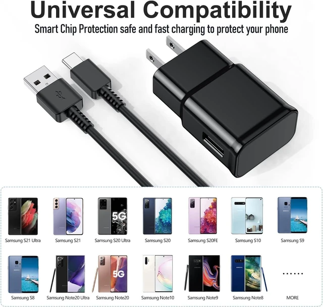Alt view image 2 of 7 - for Samsung Galaxy S10/S9/S8 3 Pack Adaptive Charger with USB C Cable 6FT | USB Type C Fast Charging Cables for Galaxy S10e/S20/S21/Note 8/9/10/20/A70/A50/A51/A52/A42/A32/A13/A12 Ultra Plus, 6FT Black