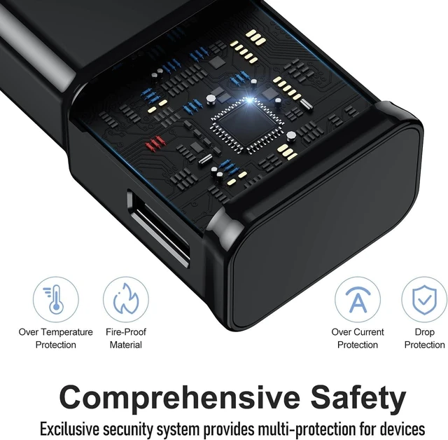 Alt view image 3 of 7 - for Samsung Galaxy S10/S9/S8 3 Pack Adaptive Charger with USB C Cable 6FT | USB Type C Fast Charging Cables for Galaxy S10e/S20/S21/Note 8/9/10/20/A70/A50/A51/A52/A42/A32/A13/A12 Ultra Plus, 6FT Black