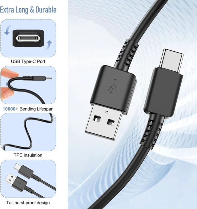 Alt view image 5 of 7 - for Samsung Galaxy S10/S9/S8 3 Pack Adaptive Charger with USB C Cable 6FT | USB Type C Fast Charging Cables for Galaxy S10e/S20/S21/Note 8/9/10/20/A70/A50/A51/A52/A42/A32/A13/A12 Ultra Plus, 6FT Black