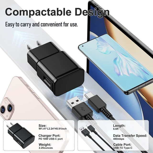 Alt view image 6 of 7 - for Samsung Galaxy S10/S9/S8 3 Pack Adaptive Charger with USB C Cable 6FT | USB Type C Fast Charging Cables for Galaxy S10e/S20/S21/Note 8/9/10/20/A70/A50/A51/A52/A42/A32/A13/A12 Ultra Plus, 6FT Black