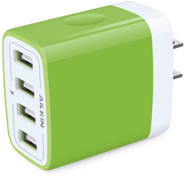 Main image of USB Charger Cube, Wall Charger Plug, AILKIN 4.8A 4-Muti Port USB Adapter Power Plug Charging Station Box Base Replacement for iPhone 16e 16 15 14 13 Pro Max/X, iPad, Samsung Phones Charging Block