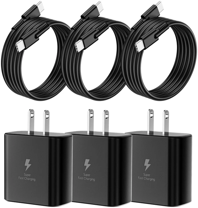 Main image of 3 Pack 45W USB-C Android Phone Charger Block with 6FT Type C Charging Cable | Compatible with Samsung Galaxy S26 Ultra/S26/S26+/S25/S25 Ultra/S24/S24 Ultra/S23 Ultra/S22/S20