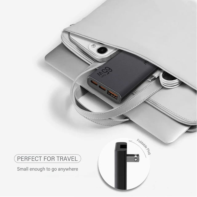 Alt view image 5 of 7 - 65W Flat USB C Wall Charger Block,3-Ports Slim USB C Charger,Grey | 65W Fast Charging,Foldable Plug for Travel,Ultra-Thin,3-Ports Fast Charging For MacBook/iPad/iPhone/Galaxy,GaN Technology