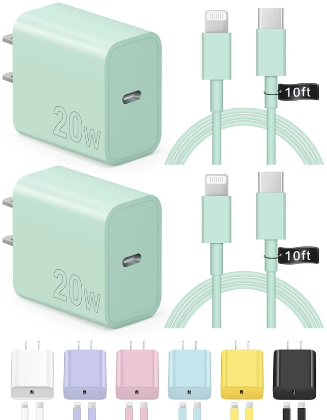 Main image of iPhone Charger Fast Charging 10FT 20W USB C Charger Block Super Fast Charger Cable Compatible with iPhone14/14 Pro Max/13/13Pro/12/12 Pro/11,iPad(Green